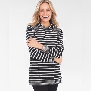 Chico's Black and White Striped Tunic